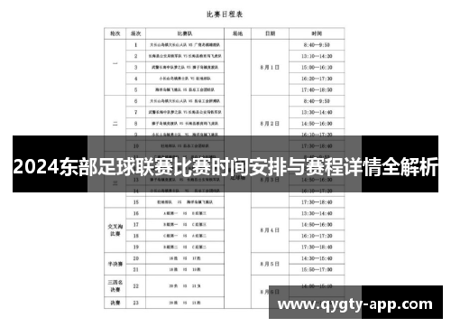 2024东部足球联赛比赛时间安排与赛程详情全解析