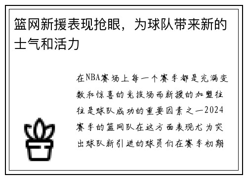 篮网新援表现抢眼，为球队带来新的士气和活力